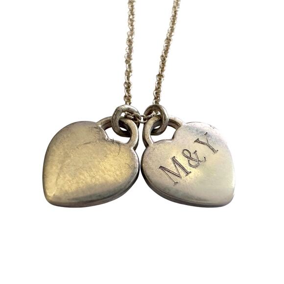 Tiffany & Co "Return To" Double Heart Necklace with Diamond - Picture 2 of 11